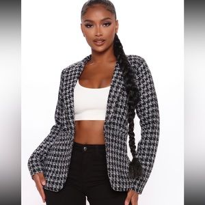“Meeting in my office tweed blazer” BLACK